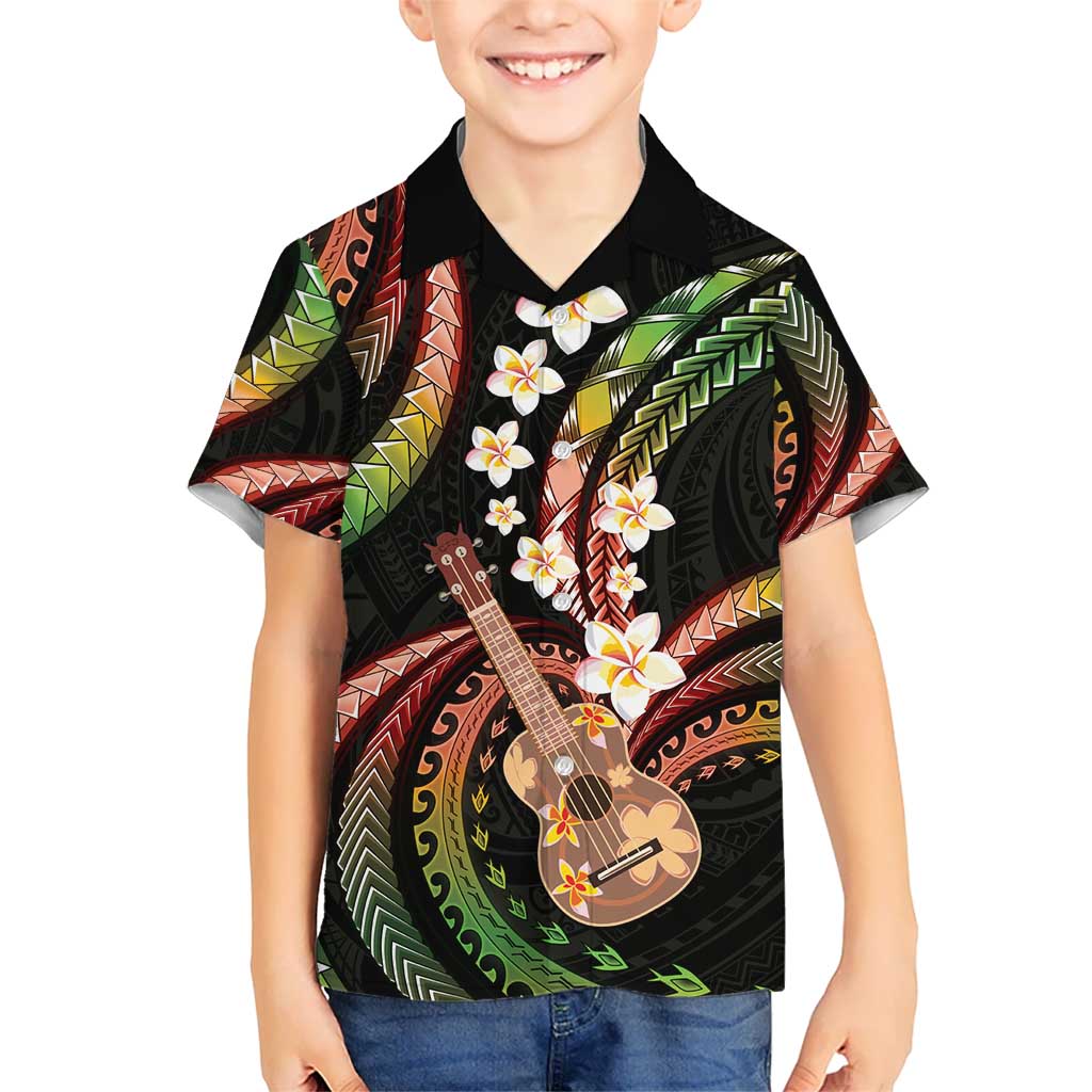 Hawaiian Ukulele Kid Hawaiian Shirt Jawaiian Fantastic Plumeria LT01 Kid Reggae - Polynesian Pride