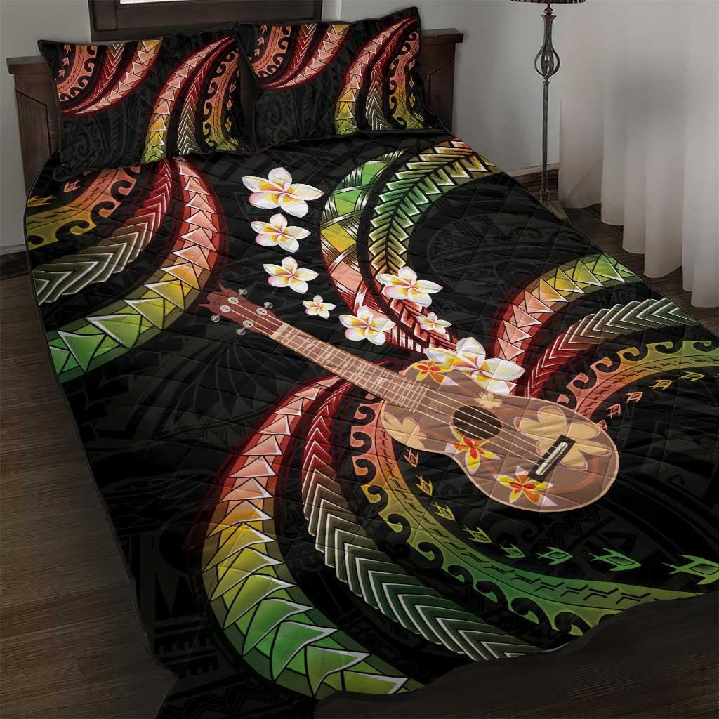 Hawaiian Ukulele Quilt Bed Set Jawaiian Fantastic Plumeria LT01 Reggae - Polynesian Pride