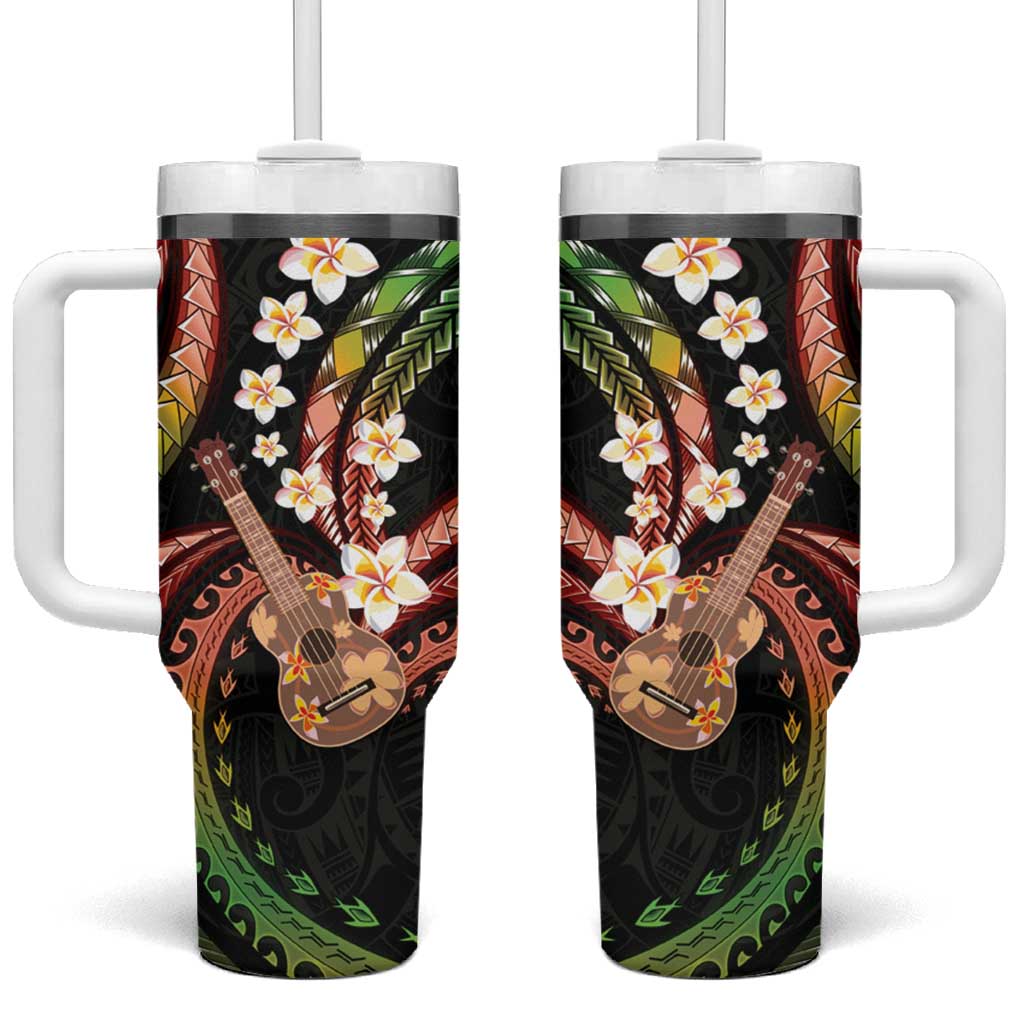 Hawaiian Ukulele Tumbler With Handle Jawaiian Fantastic Plumeria LT01 One Size: 40 oz Reggae - Polynesian Pride