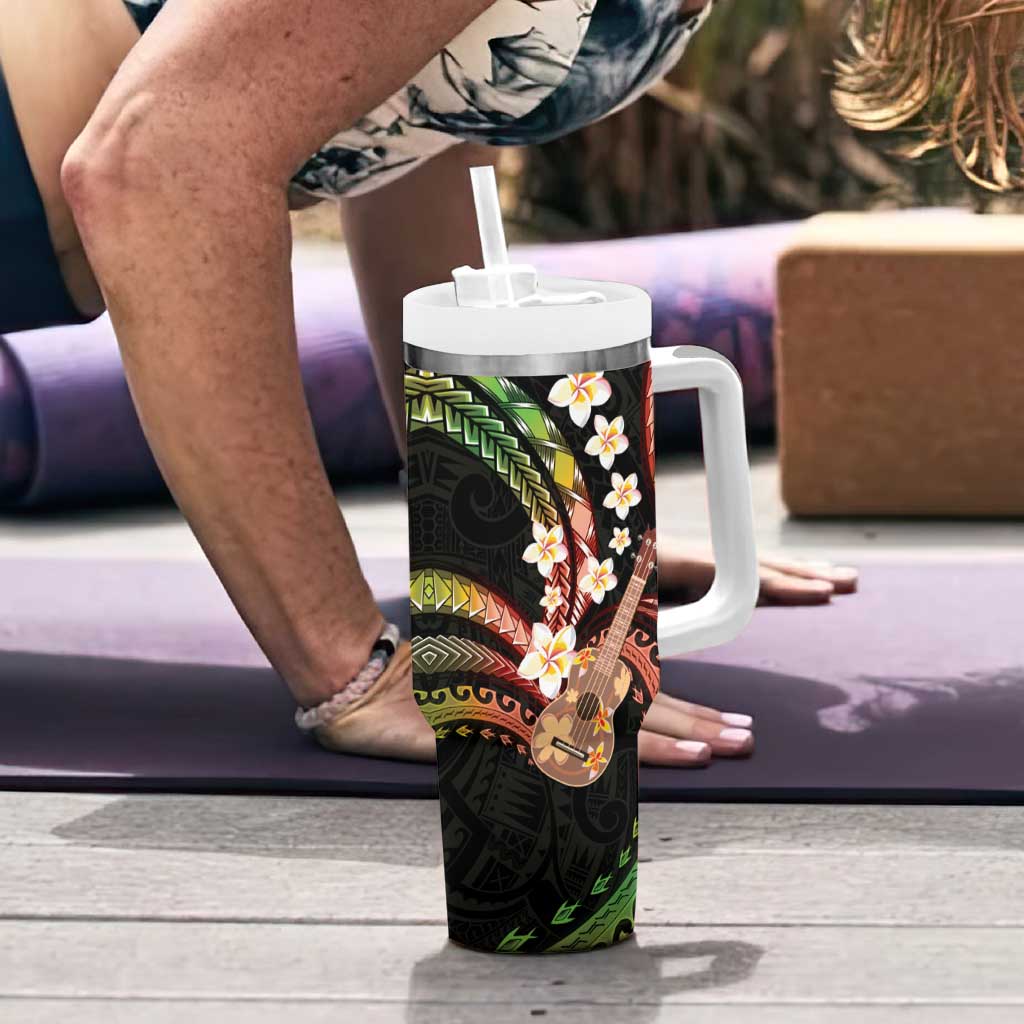 Hawaiian Ukulele Tumbler With Handle Jawaiian Fantastic Plumeria LT01 - Polynesian Pride