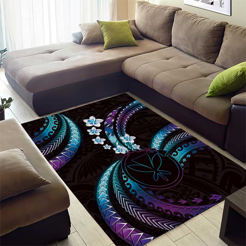 Hawaii Map Kanaka Maoli Area Rug Fantastic Frangipani Amethyst Gradient LT01 - Polynesian Pride