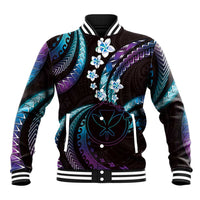 Hawaii Map Kanaka Maoli Baseball Jacket Fantastic Frangipani Amethyst Gradient LT01 Unisex Purple - Polynesian Pride