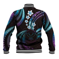 Hawaii Map Kanaka Maoli Baseball Jacket Fantastic Frangipani Amethyst Gradient LT01 - Polynesian Pride
