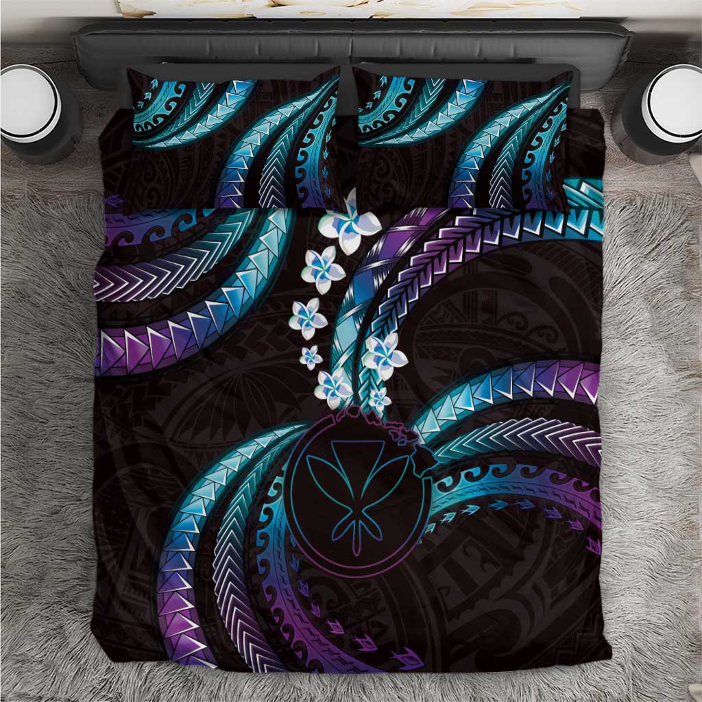 Hawaii Map Kanaka Maoli Bedding Set Fantastic Frangipani Amethyst Gradient LT01 Purple - Polynesian Pride