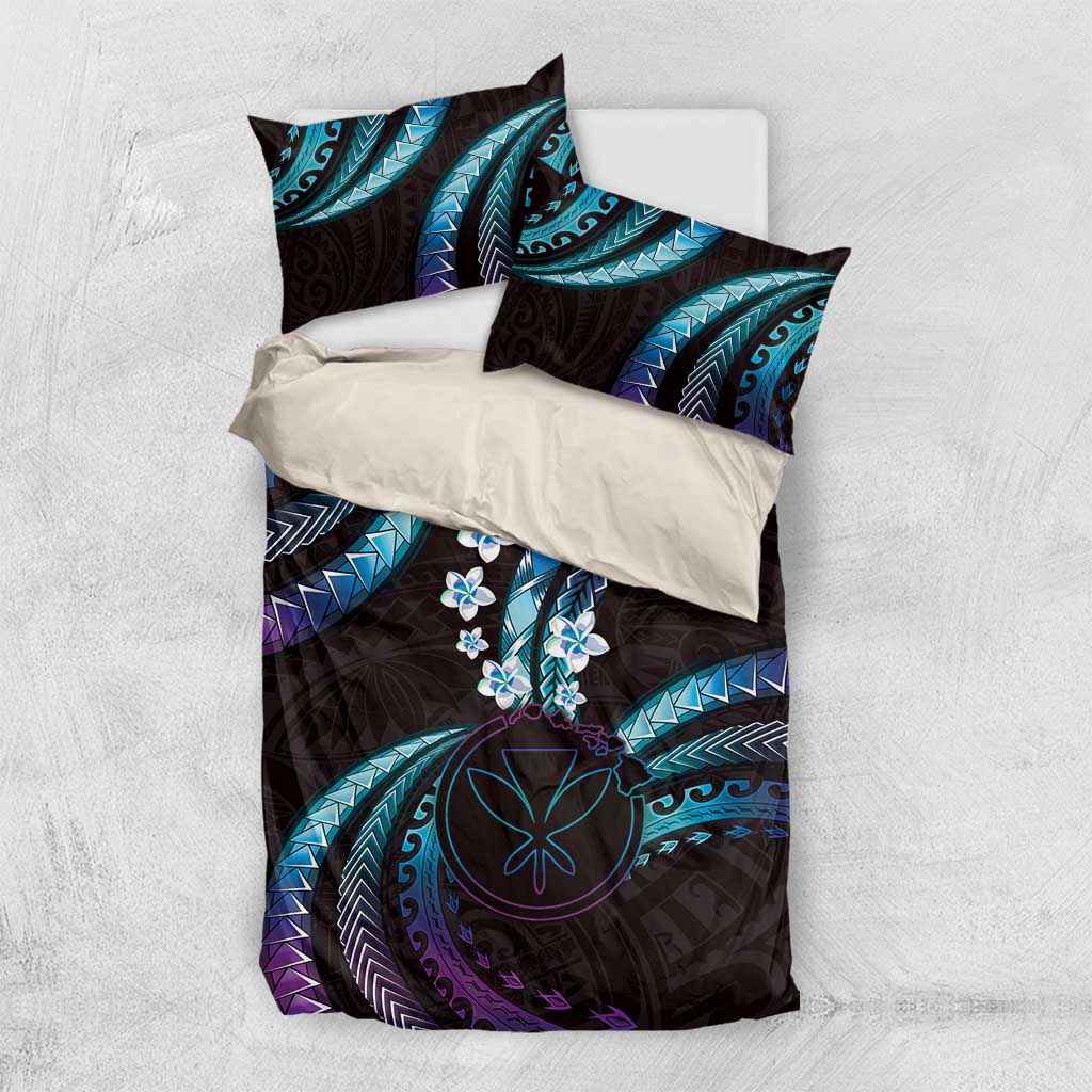 Hawaii Map Kanaka Maoli Bedding Set Fantastic Frangipani Amethyst Gradient LT01 US Twin 172cm x 218cm Purple - Polynesian Pride