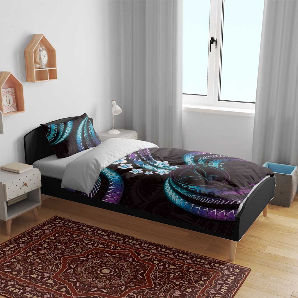 Hawaii Map Kanaka Maoli Bedding Set Fantastic Frangipani Amethyst Gradient LT01 - Polynesian Pride
