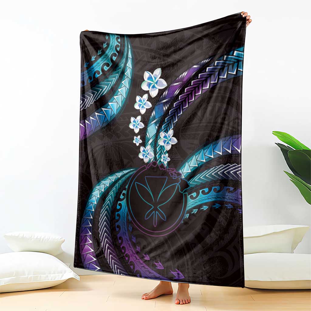 Hawaii Map Kanaka Maoli Blanket Fantastic Frangipani Amethyst Gradient LT01 - Polynesian Pride