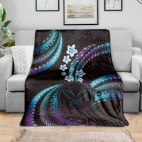 Hawaii Map Kanaka Maoli Blanket Fantastic Frangipani Amethyst Gradient LT01 - Polynesian Pride