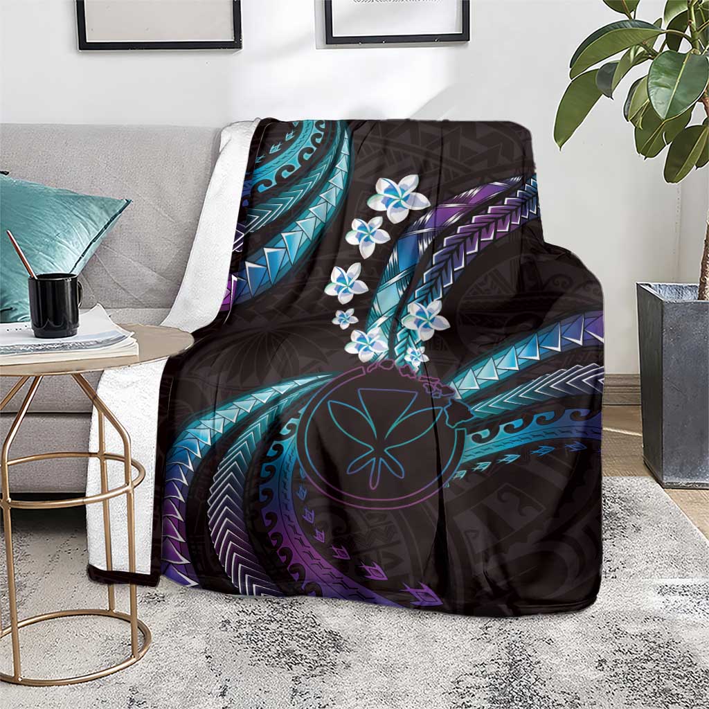 Hawaii Map Kanaka Maoli Blanket Fantastic Frangipani Amethyst Gradient LT01 - Polynesian Pride
