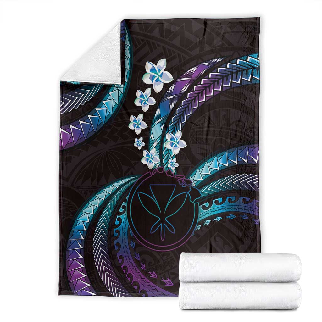 Hawaii Map Kanaka Maoli Blanket Fantastic Frangipani Amethyst Gradient LT01 - Polynesian Pride