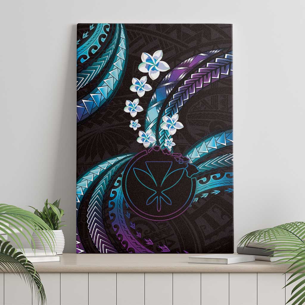 Hawaii Map Kanaka Maoli Canvas Wall Art Fantastic Frangipani Amethyst Gradient LT01 - Polynesian Pride