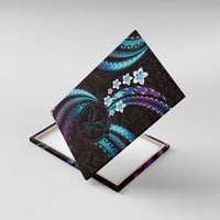 Hawaii Map Kanaka Maoli Canvas Wall Art Fantastic Frangipani Amethyst Gradient LT01 With Frame Purple - Polynesian Pride
