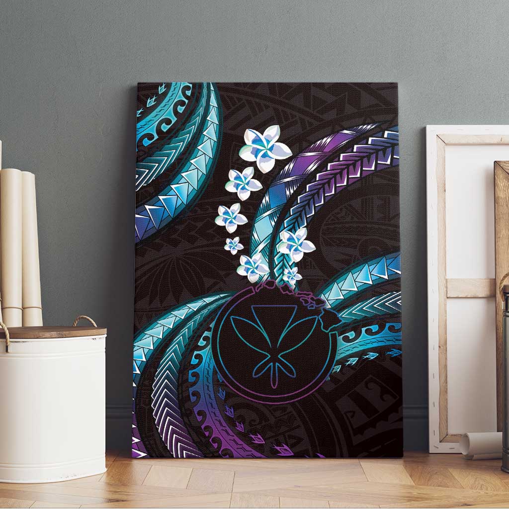 Hawaii Map Kanaka Maoli Canvas Wall Art Fantastic Frangipani Amethyst Gradient LT01 - Polynesian Pride