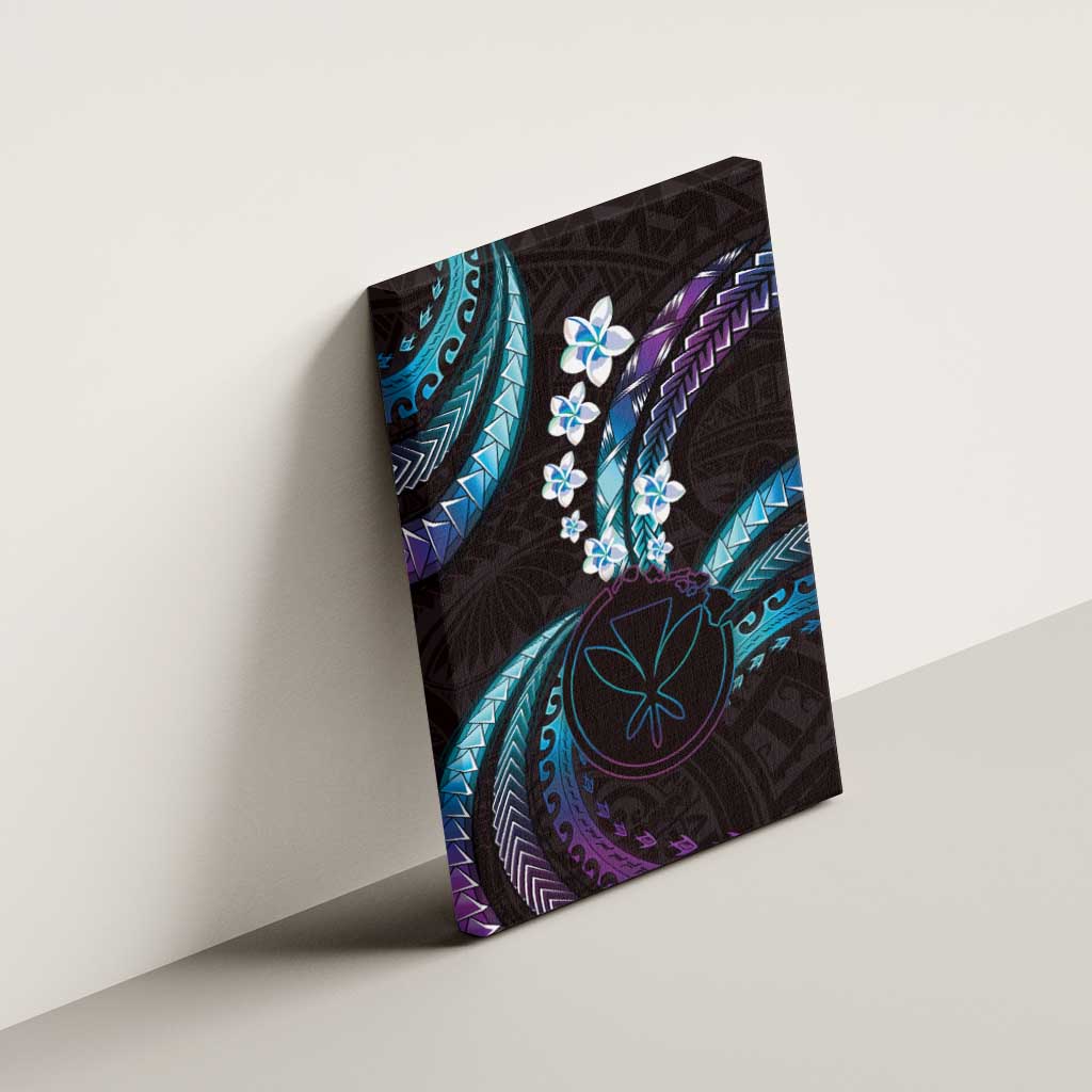 Hawaii Map Kanaka Maoli Canvas Wall Art Fantastic Frangipani Amethyst Gradient LT01 - Polynesian Pride