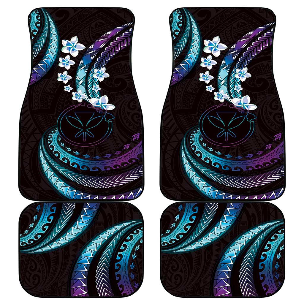 Hawaii Map Kanaka Maoli Car Mats Fantastic Frangipani Amethyst Gradient LT01 - Polynesian Pride