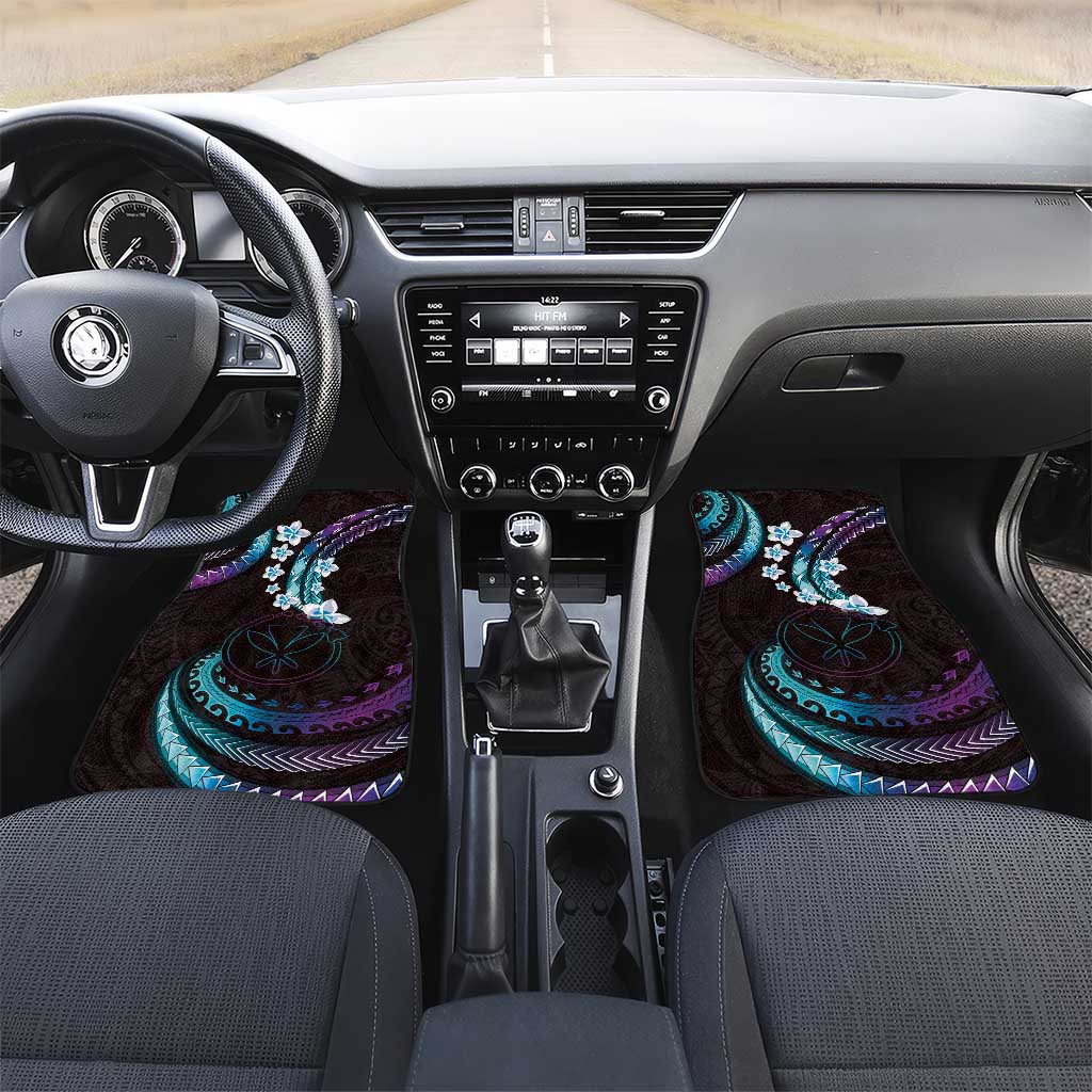 Hawaii Map Kanaka Maoli Car Mats Fantastic Frangipani Amethyst Gradient LT01 Set 2pcs - Front Purple - Polynesian Pride