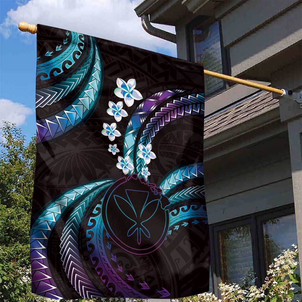 Hawaii Map Kanaka Maoli Garden Flag Fantastic Frangipani Amethyst Gradient LT01 - Polynesian Pride