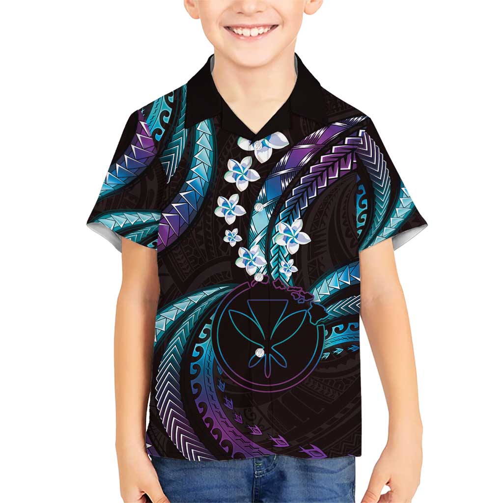 Hawaii Map Kanaka Maoli Kid Hawaiian Shirt Fantastic Frangipani Amethyst Gradient LT01 Kid Purple - Polynesian Pride