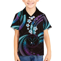 Hawaii Map Kanaka Maoli Kid Hawaiian Shirt Fantastic Frangipani Amethyst Gradient LT01 Kid Purple - Polynesian Pride
