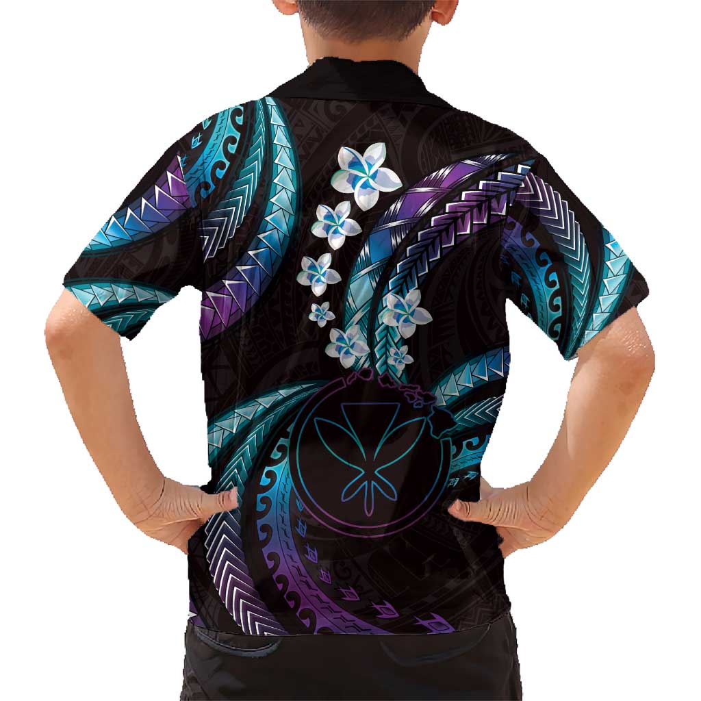 Hawaii Map Kanaka Maoli Kid Hawaiian Shirt Fantastic Frangipani Amethyst Gradient LT01 - Polynesian Pride