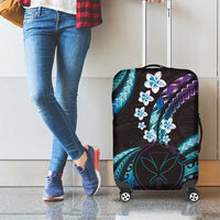 Hawaii Map Kanaka Maoli Luggage Cover Fantastic Frangipani Amethyst Gradient LT01 - Polynesian Pride