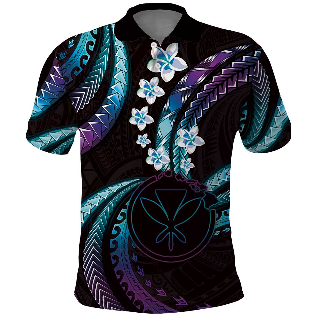 Hawaii Map Kanaka Maoli Polo Shirt Fantastic Frangipani Amethyst Gradient LT01 Purple - Polynesian Pride