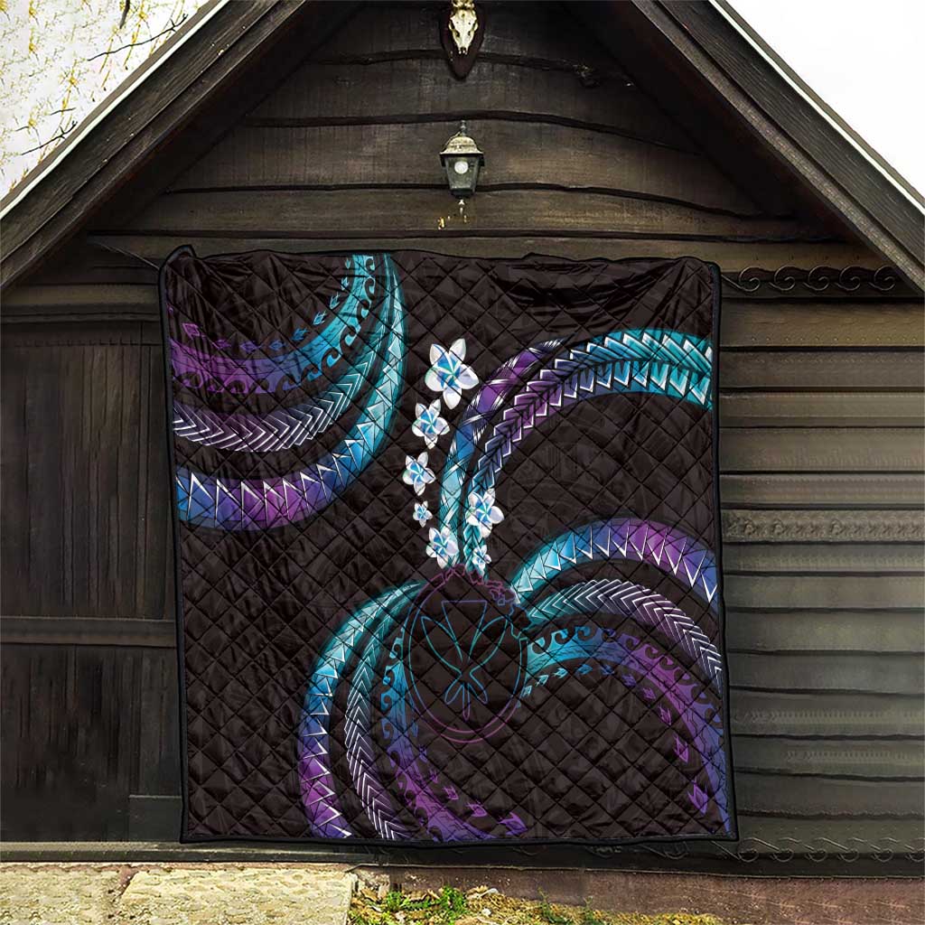 Hawaii Map Kanaka Maoli Quilt Fantastic Frangipani Amethyst Gradient LT01 - Polynesian Pride