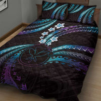 Hawaii Map Kanaka Maoli Quilt Bed Set Fantastic Frangipani Amethyst Gradient LT01 - Polynesian Pride