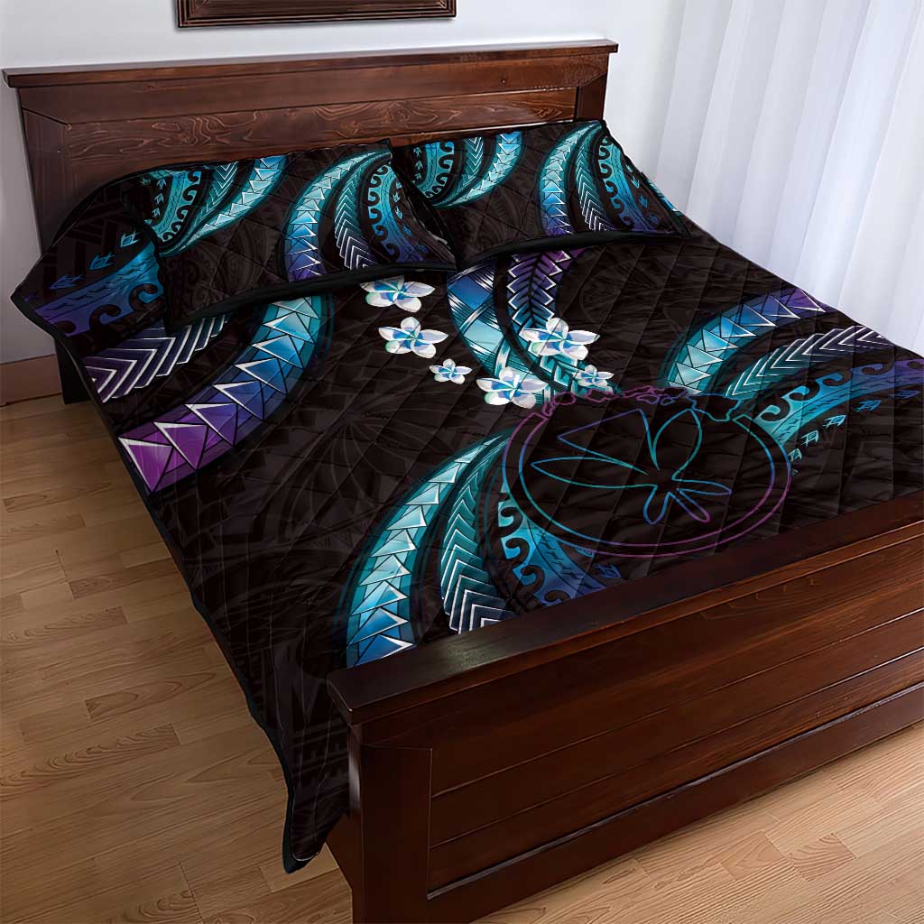 Hawaii Map Kanaka Maoli Quilt Bed Set Fantastic Frangipani Amethyst Gradient LT01 - Polynesian Pride
