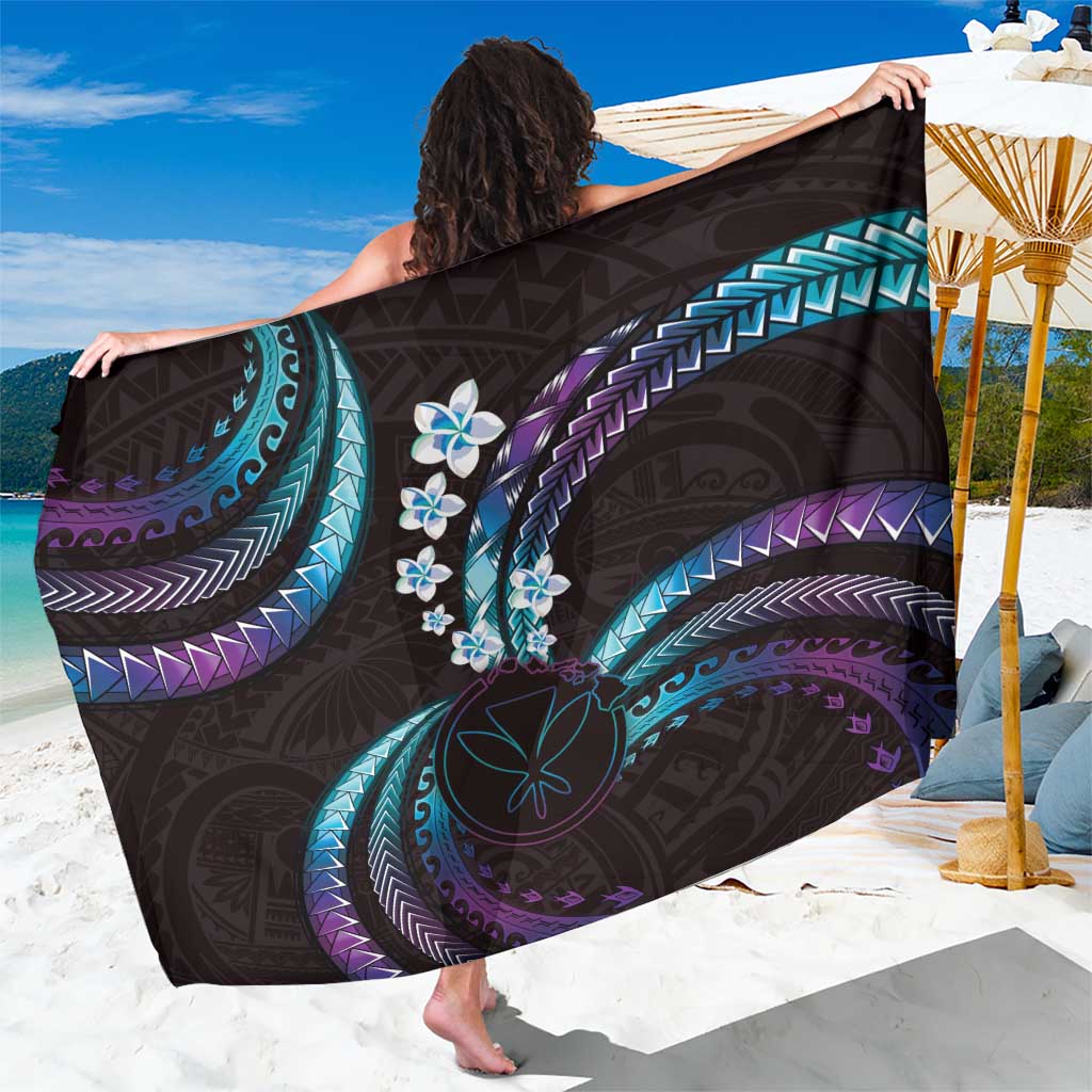 Hawaii Map Kanaka Maoli Sarong Fantastic Frangipani Amethyst Gradient LT01 One Size 44 x 66 inches Purple - Polynesian Pride