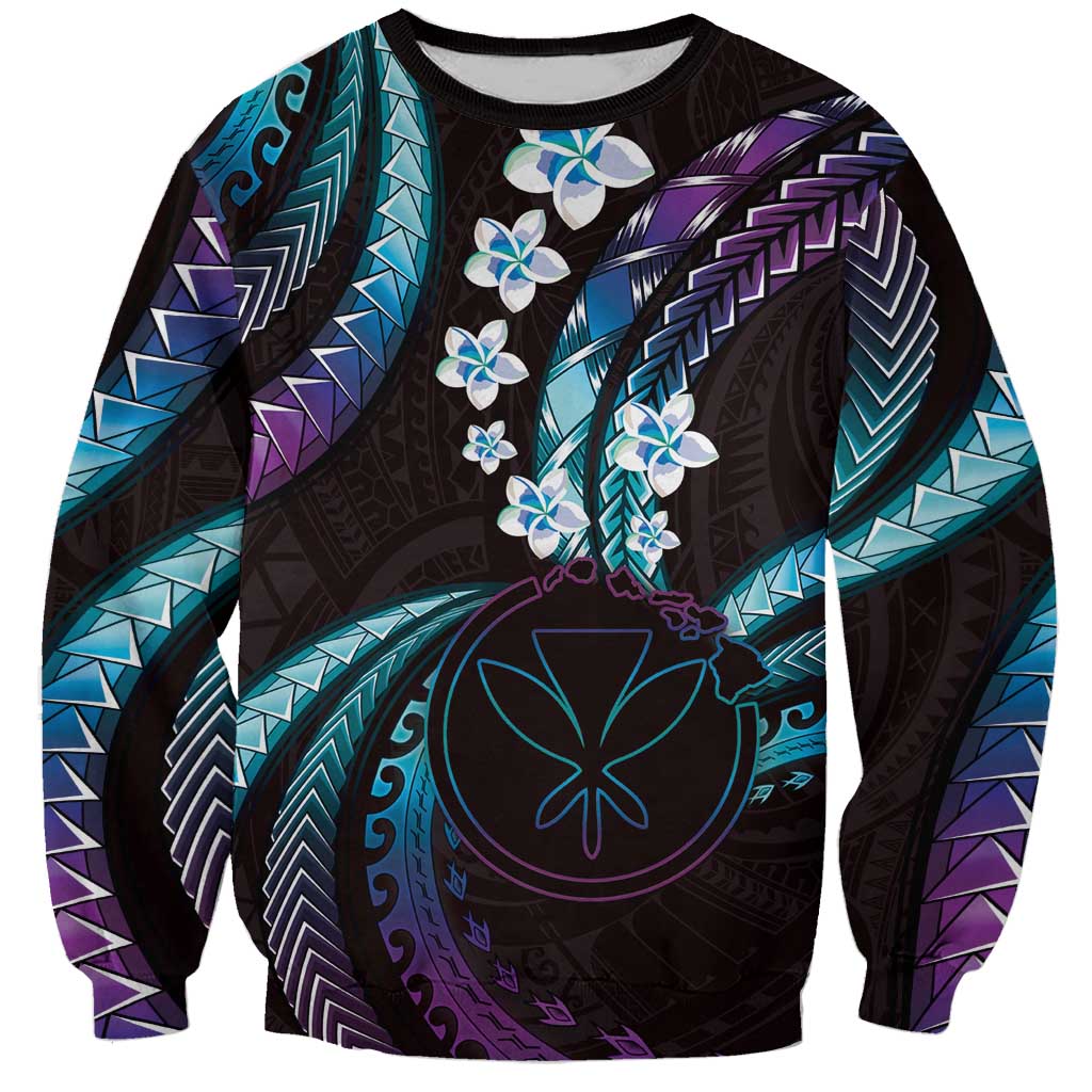 Hawaii Map Kanaka Maoli Sweatshirt Fantastic Frangipani Amethyst Gradient LT01 Unisex Purple - Polynesian Pride