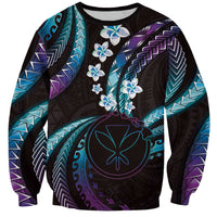 Hawaii Map Kanaka Maoli Sweatshirt Fantastic Frangipani Amethyst Gradient LT01 Unisex Purple - Polynesian Pride