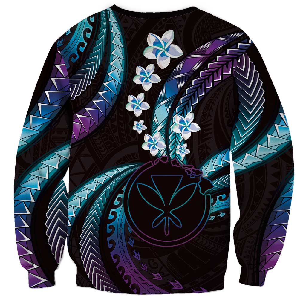 Hawaii Map Kanaka Maoli Sweatshirt Fantastic Frangipani Amethyst Gradient LT01 - Polynesian Pride