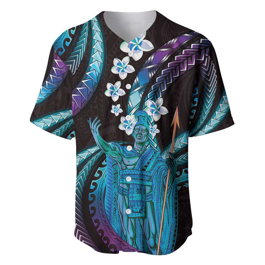 Hawaii King Kamehameha Baseball Jersey Fantastic Plumeria Amethyst Gradient LT01 Purple - Polynesian Pride