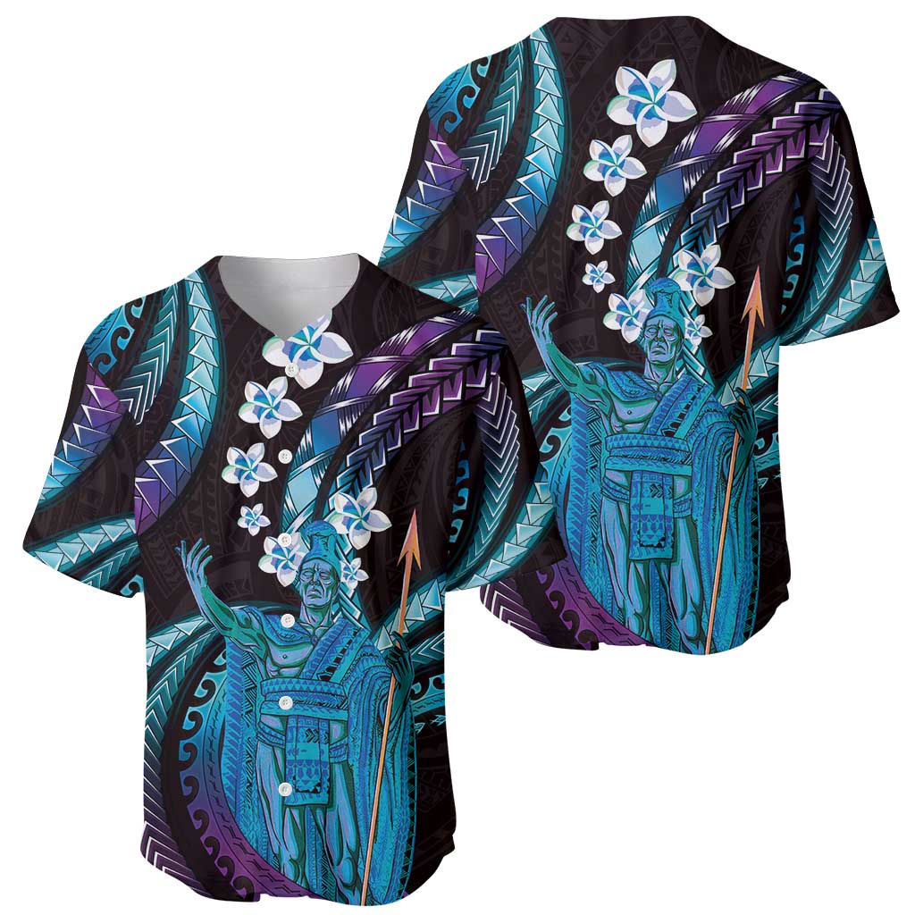 Hawaii King Kamehameha Baseball Jersey Fantastic Plumeria Amethyst Gradient LT01 - Polynesian Pride