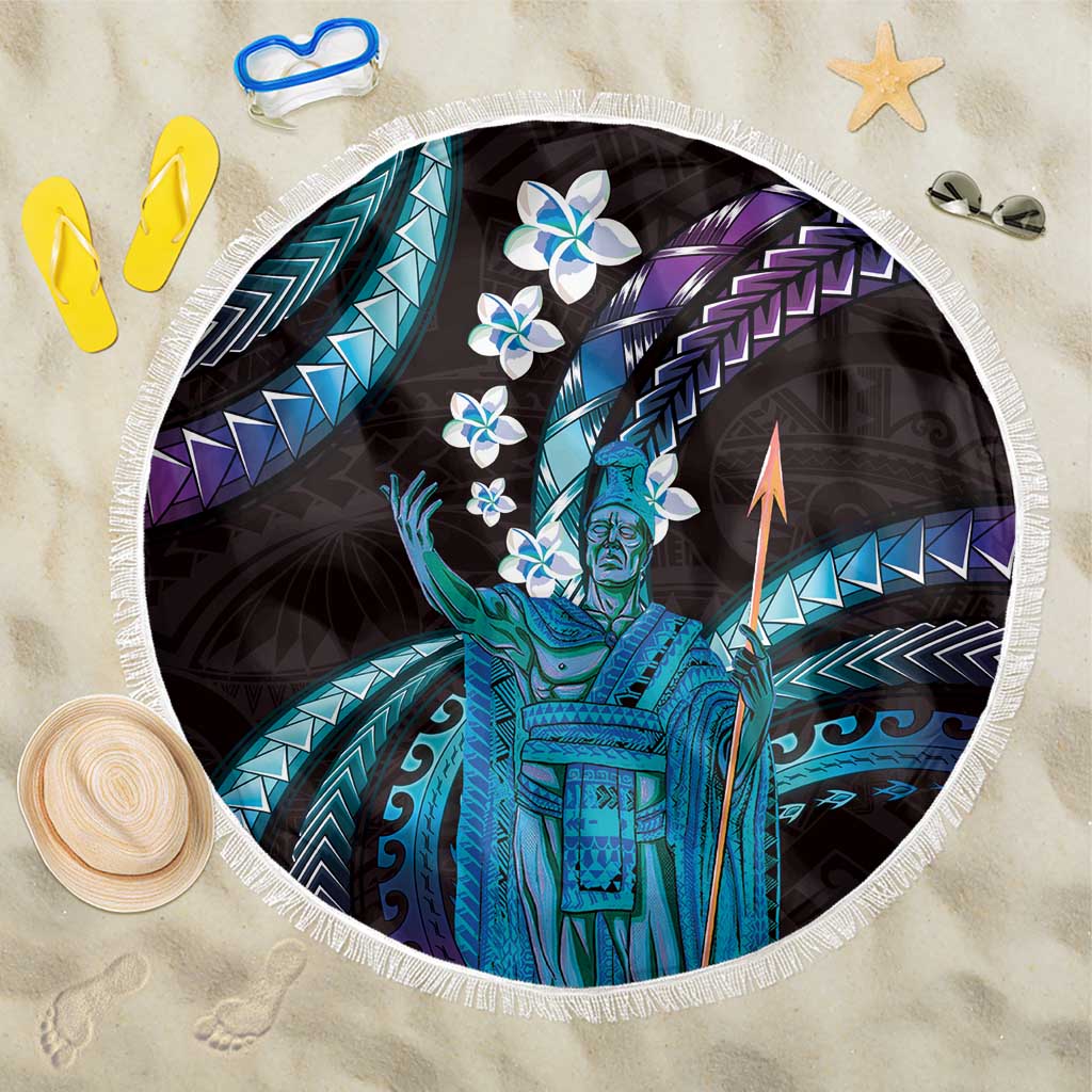 Hawaii King Kamehameha Beach Blanket Fantastic Plumeria Amethyst Gradient LT01 One Size 150cm Purple - Polynesian Pride