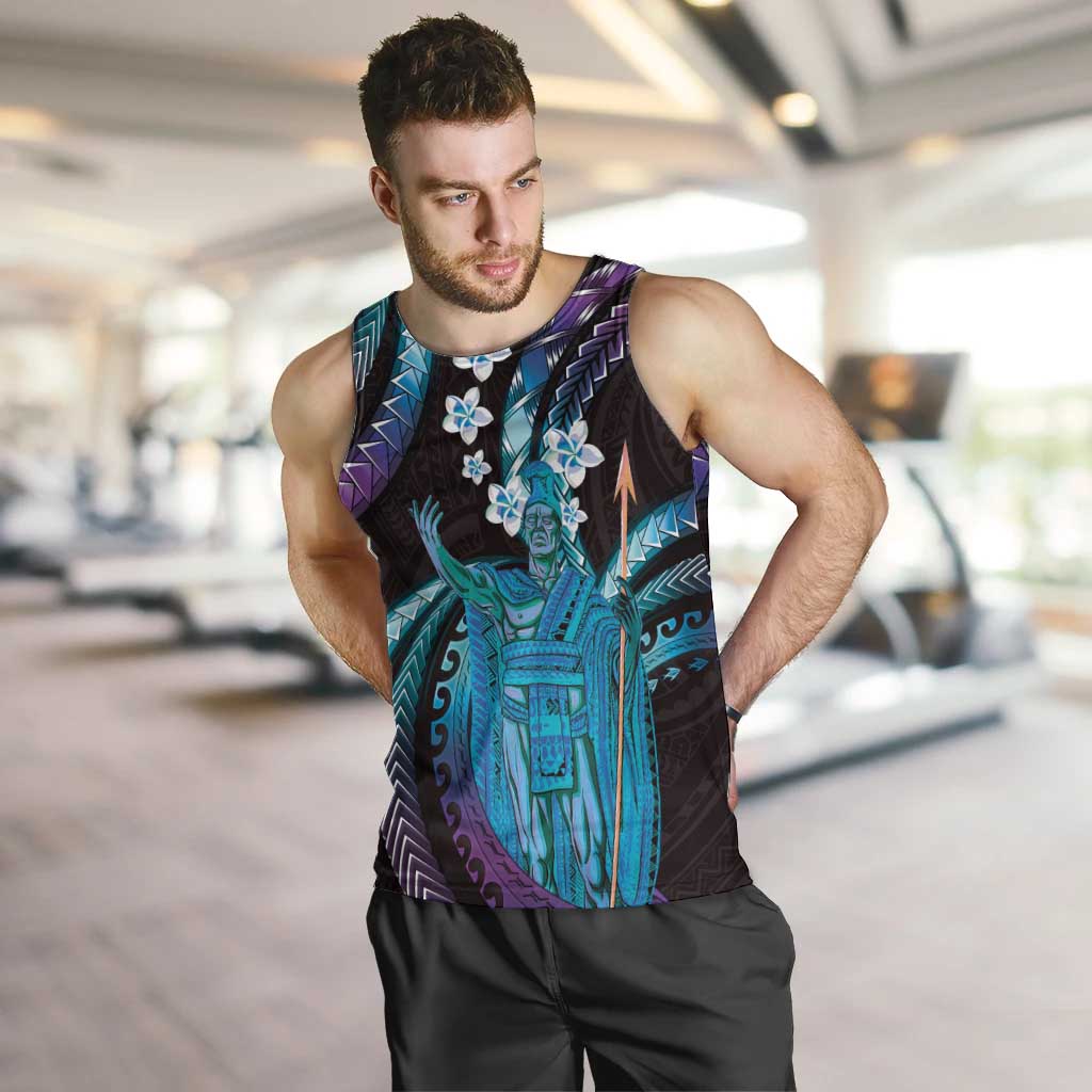Hawaii King Kamehameha Men Tank Top Fantastic Plumeria Amethyst Gradient LT01 Purple - Polynesian Pride