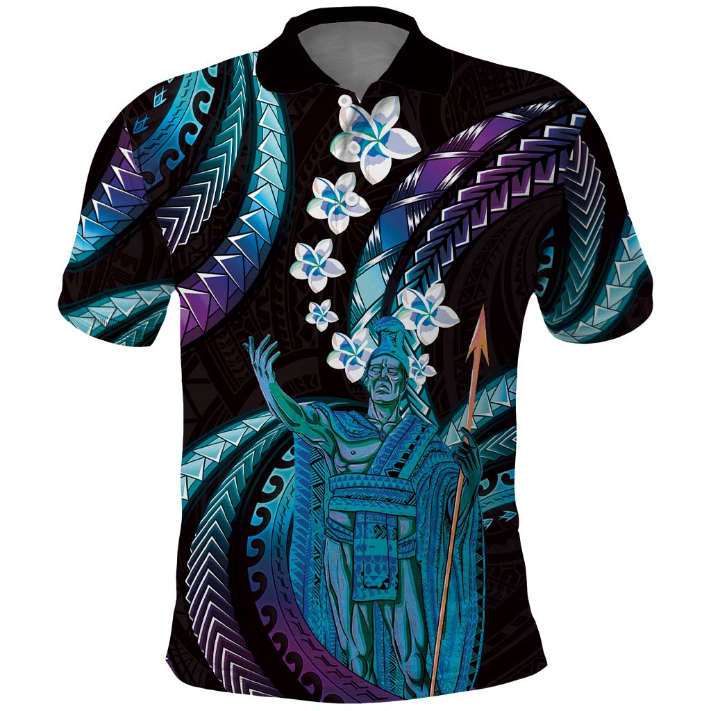 Hawaii King Kamehameha Polo Shirt Fantastic Plumeria Amethyst Gradient LT01 Purple - Polynesian Pride
