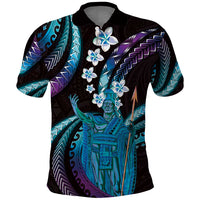 Hawaii King Kamehameha Polo Shirt Fantastic Plumeria Amethyst Gradient LT01 Purple - Polynesian Pride