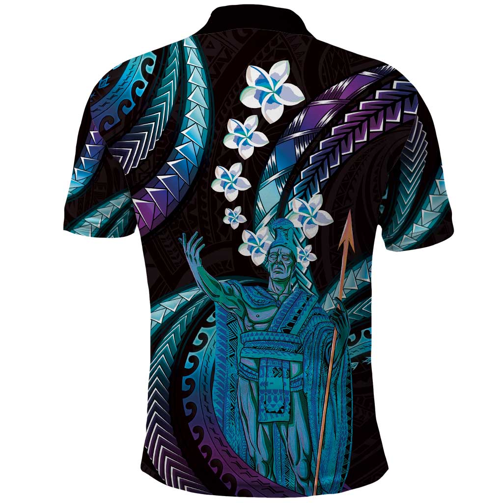 Hawaii King Kamehameha Polo Shirt Fantastic Plumeria Amethyst Gradient LT01 - Polynesian Pride