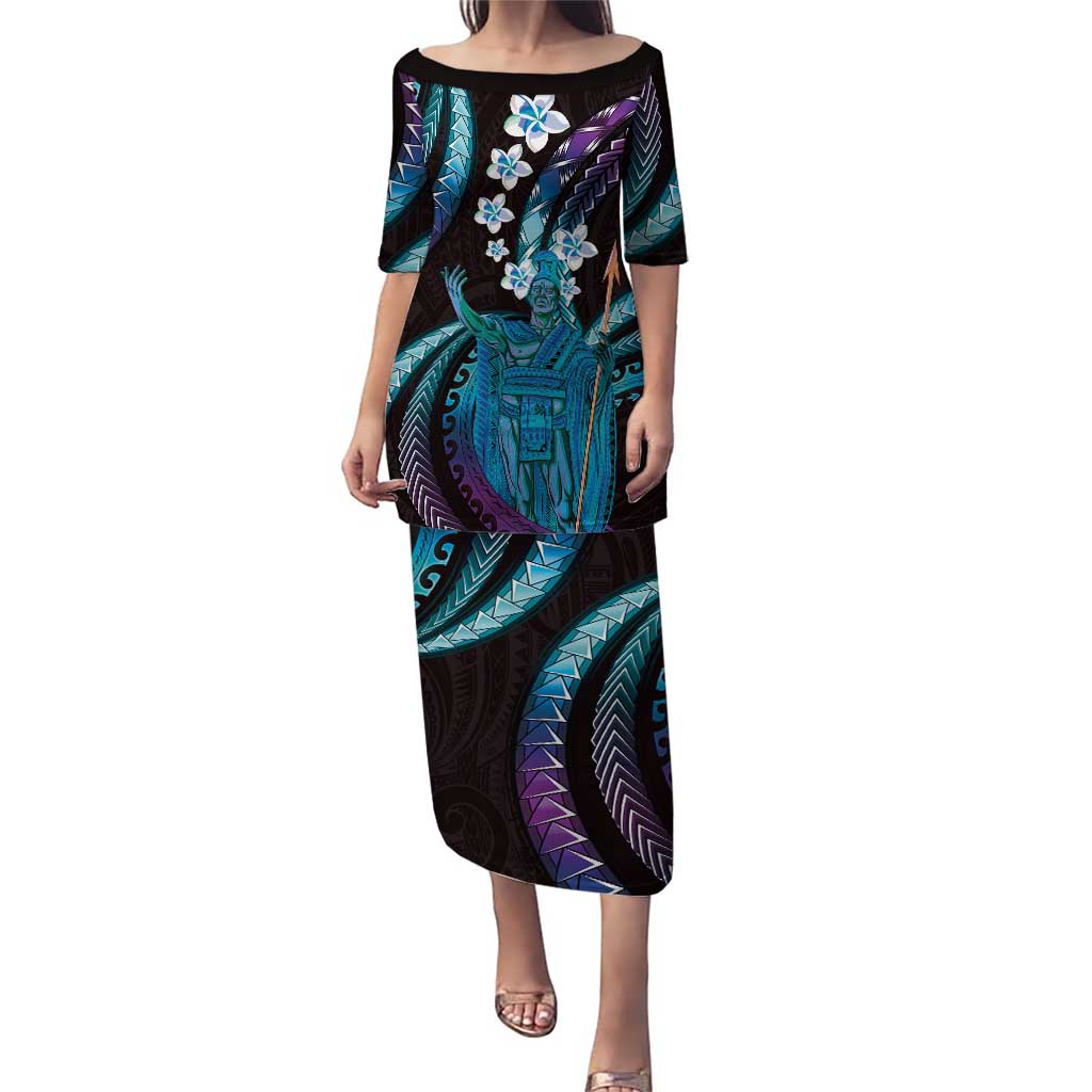 Hawaii King Kamehameha Puletasi Fantastic Plumeria Amethyst Gradient LT01 Long Dress Purple - Polynesian Pride