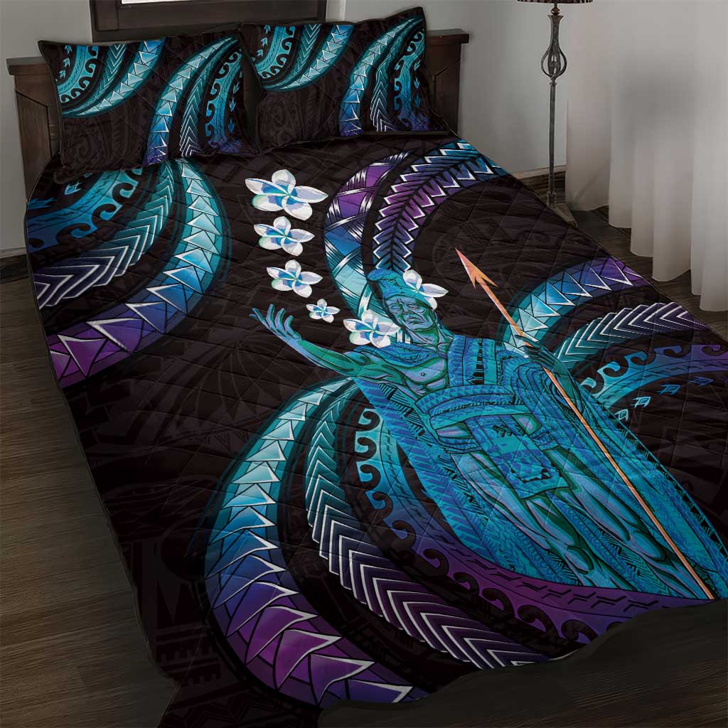 Hawaii King Kamehameha Quilt Bed Set Fantastic Plumeria Amethyst Gradient LT01 Purple - Polynesian Pride