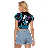 Hawaii King Kamehameha Raglan Cropped T Shirt Fantastic Plumeria Amethyst Gradient LT01 - Polynesian Pride
