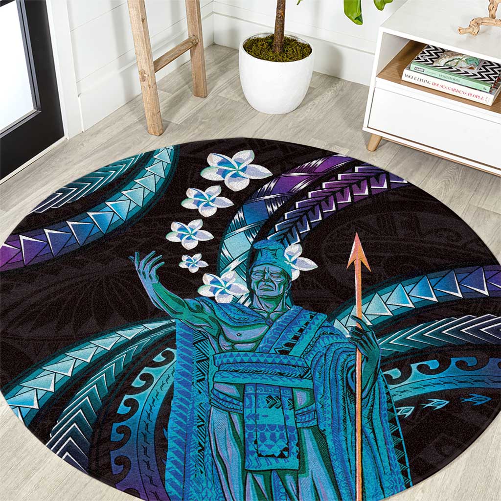 Hawaii King Kamehameha Round Carpet Fantastic Plumeria Amethyst Gradient LT01 Purple - Polynesian Pride