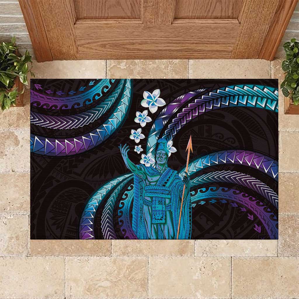 Hawaii King Kamehameha Rubber Doormat Fantastic Plumeria Amethyst Gradient LT01 Purple - Polynesian Pride