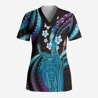 Hawaii King Kamehameha Scrub Top Fantastic Plumeria Amethyst Gradient LT01 Adult Purple - Polynesian Pride