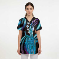 Hawaii King Kamehameha Scrub Top Fantastic Plumeria Amethyst Gradient LT01 - Polynesian Pride