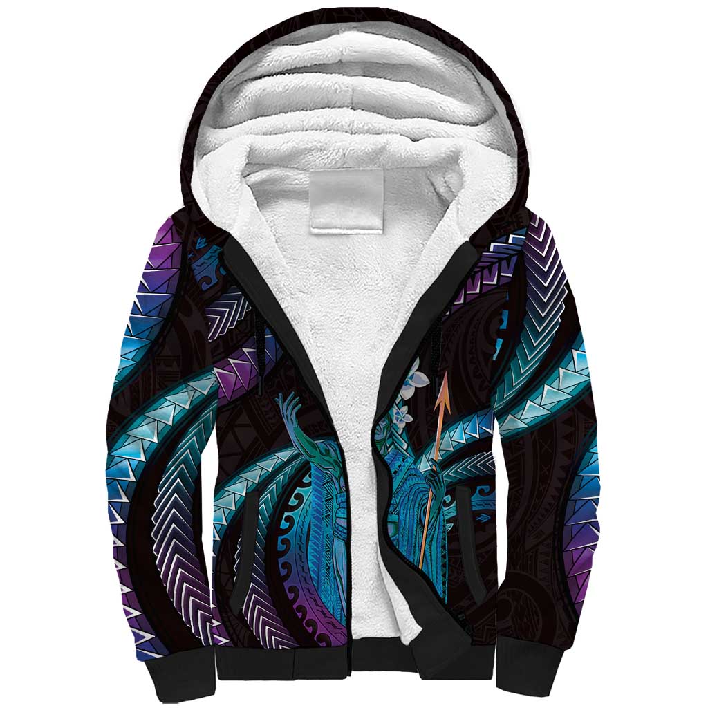 Hawaii King Kamehameha Sherpa Hoodie Fantastic Plumeria Amethyst Gradient LT01 Unisex Purple - Polynesian Pride