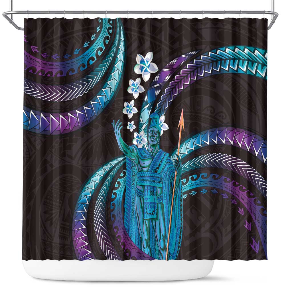 Hawaii King Kamehameha Shower Curtain Fantastic Plumeria Amethyst Gradient LT01 Purple - Polynesian Pride