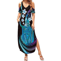 Hawaii King Kamehameha Summer Maxi Dress Fantastic Plumeria Amethyst Gradient LT01 Women Purple - Polynesian Pride